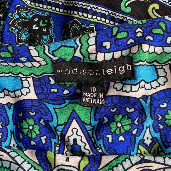 Madison Leigh Womens Blue & Green Paisley Print Dress Size 10 - Picture 6 of 6